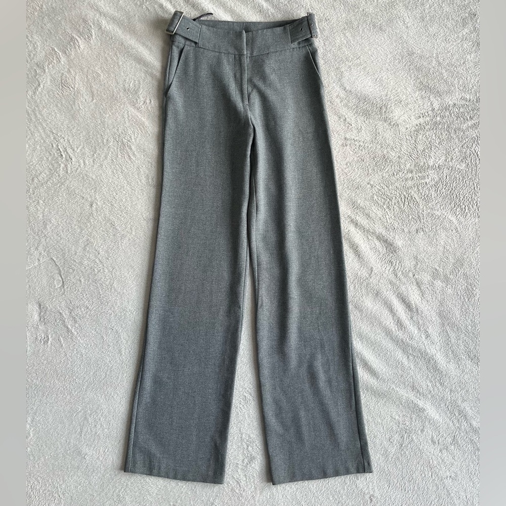 TOPSHOP Gray Wide Leg Pants Buckle Detail Size 4